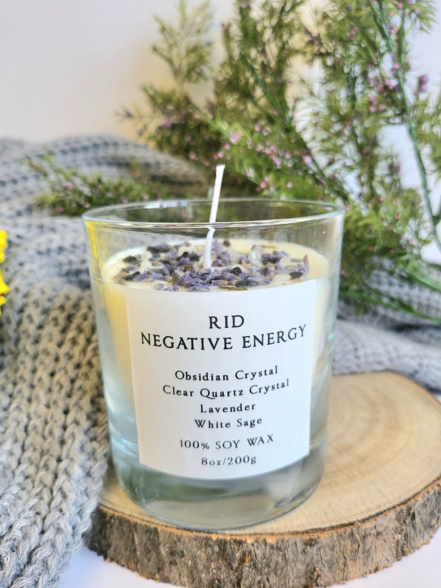 Rid negative energy crystal candle.