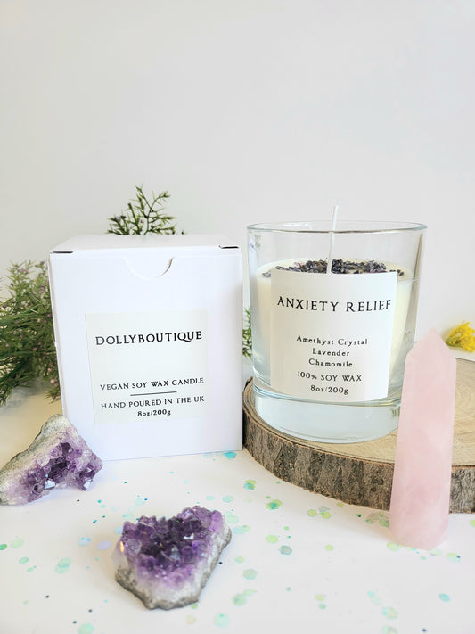 Anxiety relief crystal candle.