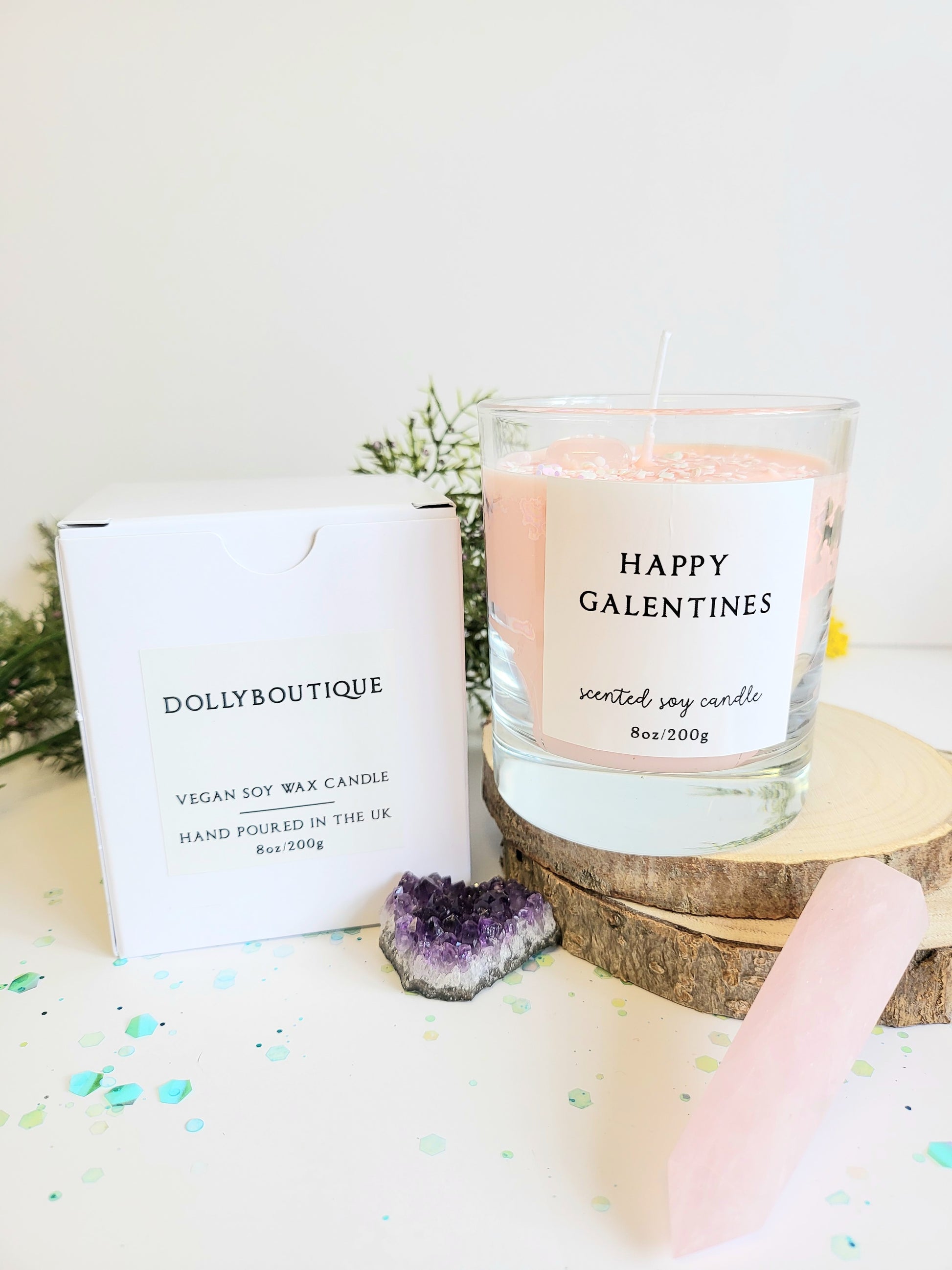 Happy galentines candle.