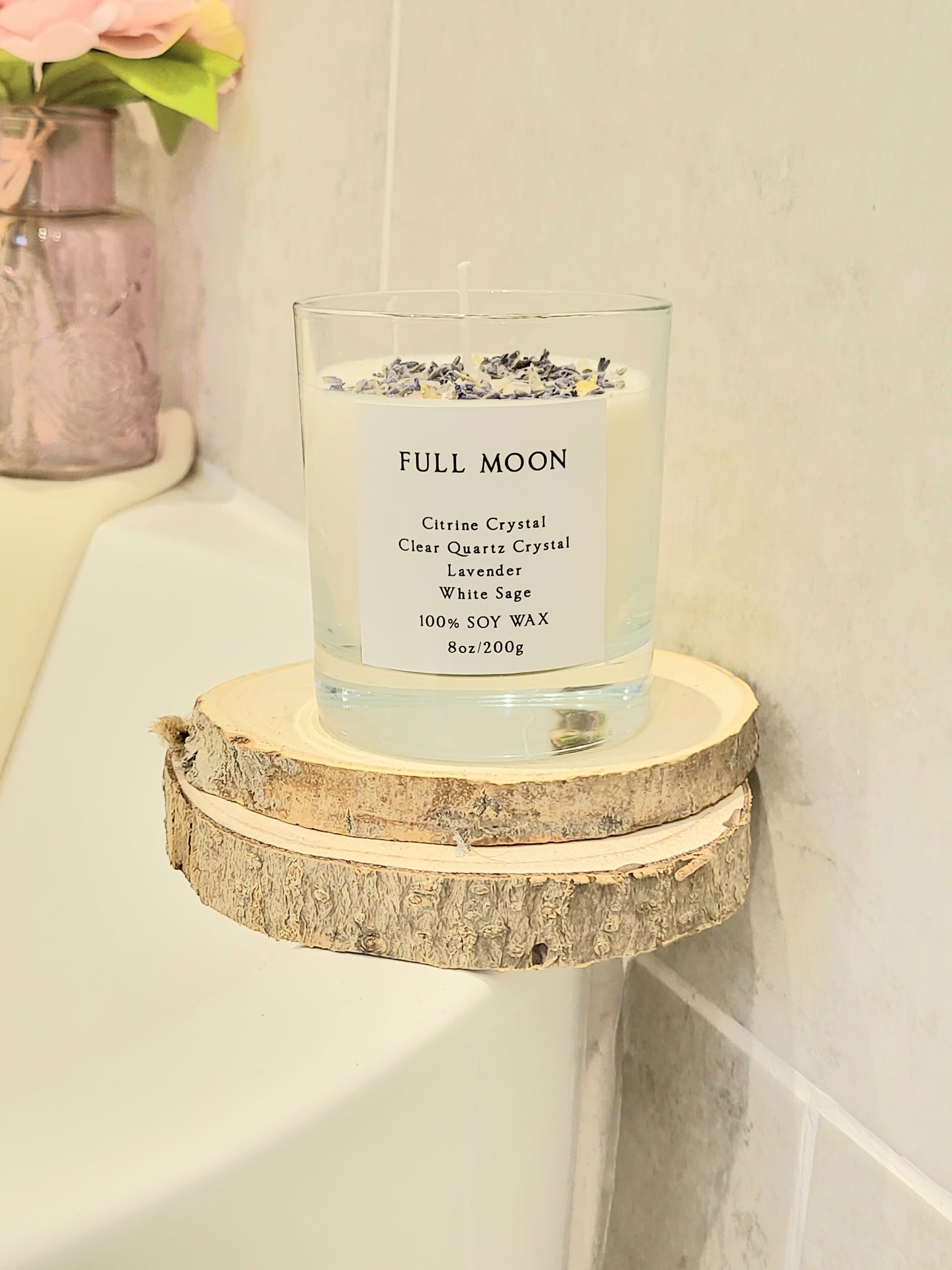 Full moon crystal candle.