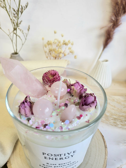 Rose quartz soy candle